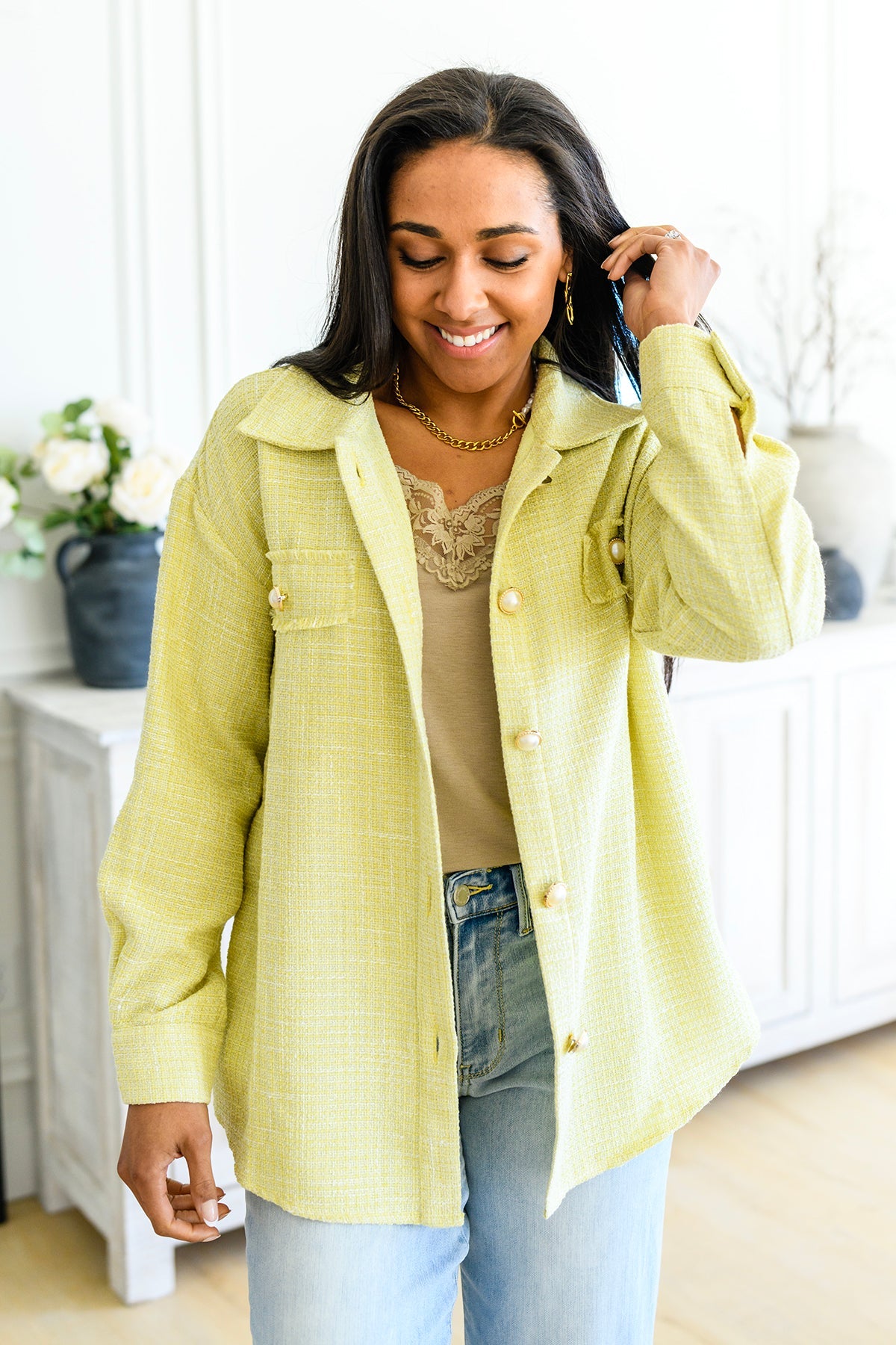 Yellow Daydreams Shacket - Cozy Overshirt for Women | Perfect for Fall Layering & Casual Outfits