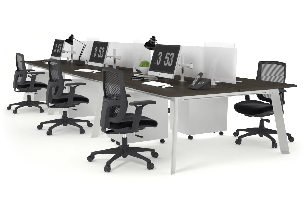6-Person Switch Workstation with White Frame - 1200L x 700W Dimensions - Ideal for Office, Conference Room, or Collaborative Workspace