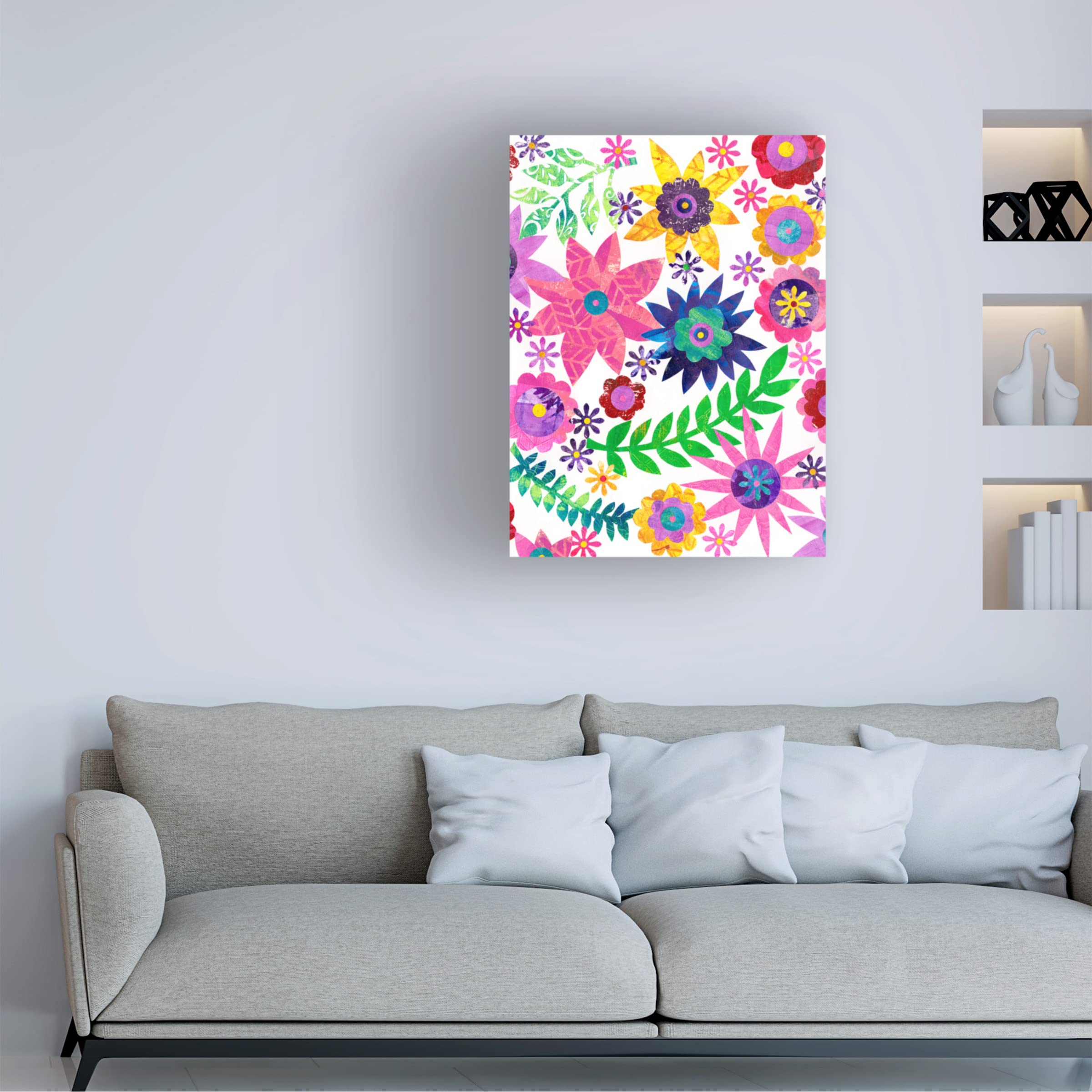 Trademark Fine Art 'Hippie Floral II' Canvas Wall Art by Regina Moore - Vibrant Bohemian Floral Painting for Living Room, Bedroom & Office Decor