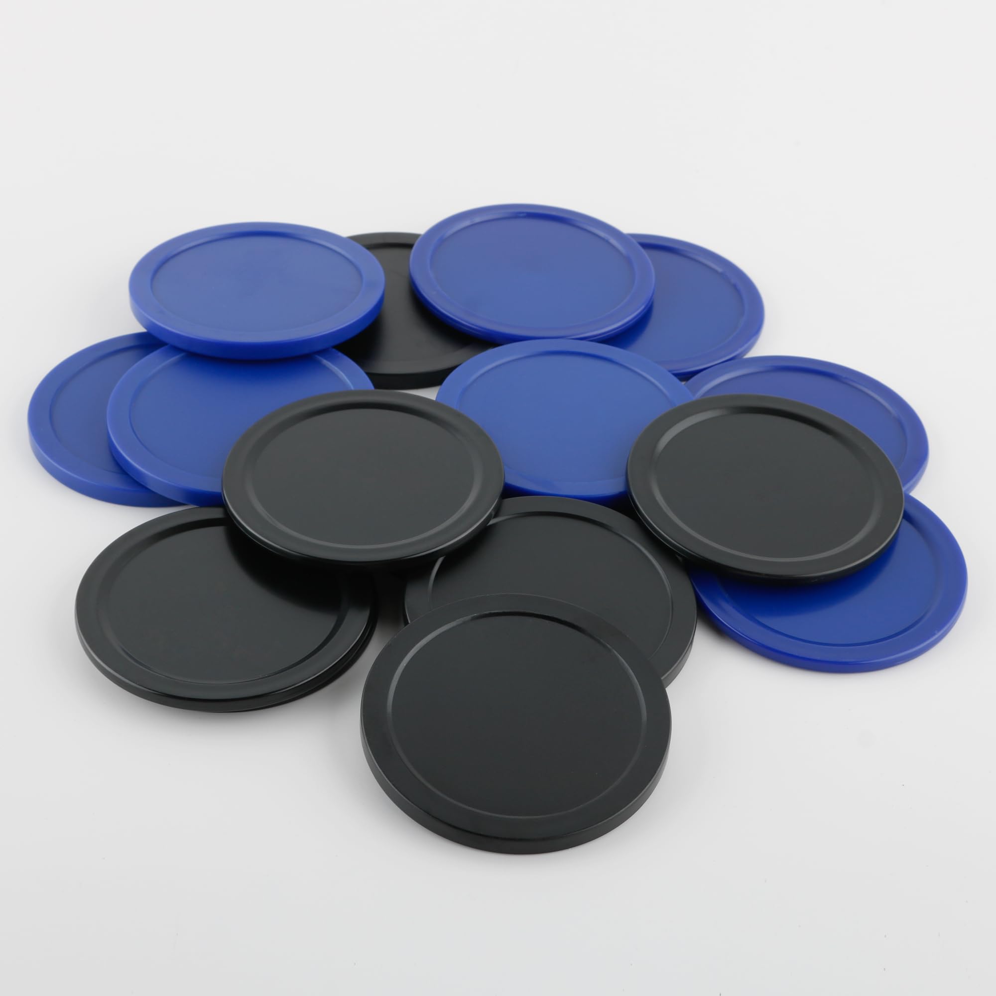 BQSPT 16-Piece Air Hockey Pucks Set - 2.5 Inch (64mm) Replacement Pucks for Air Hockey Tables - Includes 8 Thick & 8 Thin Pucks (Black & Blue) - Perfect for Game Rooms, Arcades, and Family Fun Nights
