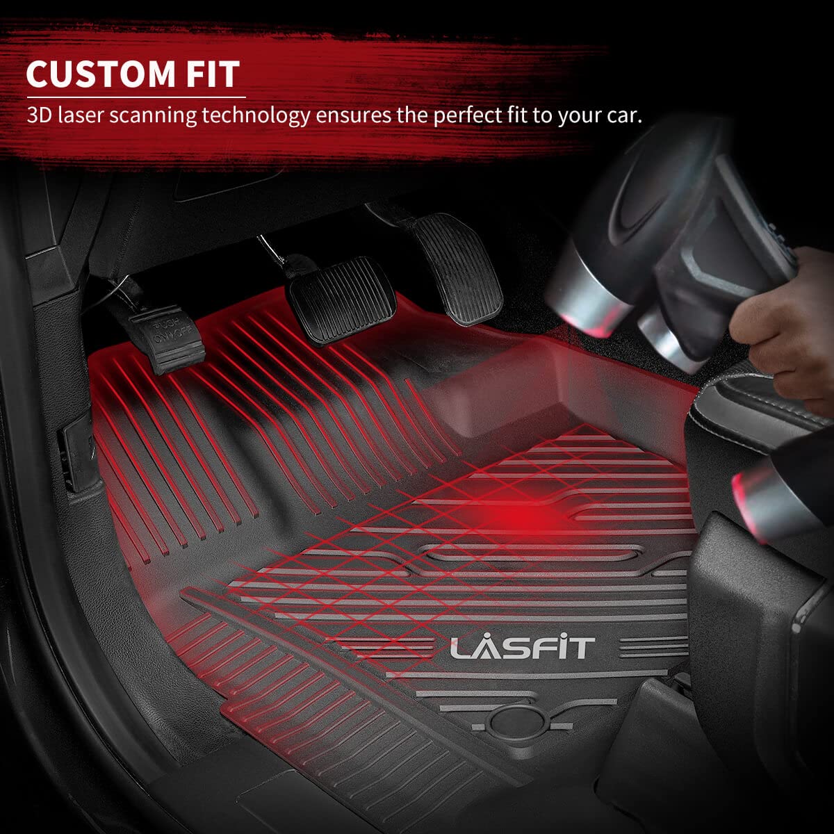 LASFIT Custom Fit TPE All-Weather Floor Mats for Land Rover Range Rover Velar & Jaguar F-Pace (2017-2025) - Waterproof Car Floor Liners 1st & 2nd Row - Black - Perfect for Off-Roading, Daily Commute & Family Road Trips