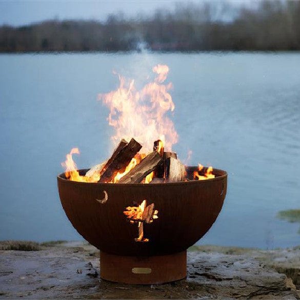 Tropical Moon Gas Fire Pit with Penta 24-Inch Burner - Match Lit Outdoor Fireplace for Patio, Backyard & Camping
