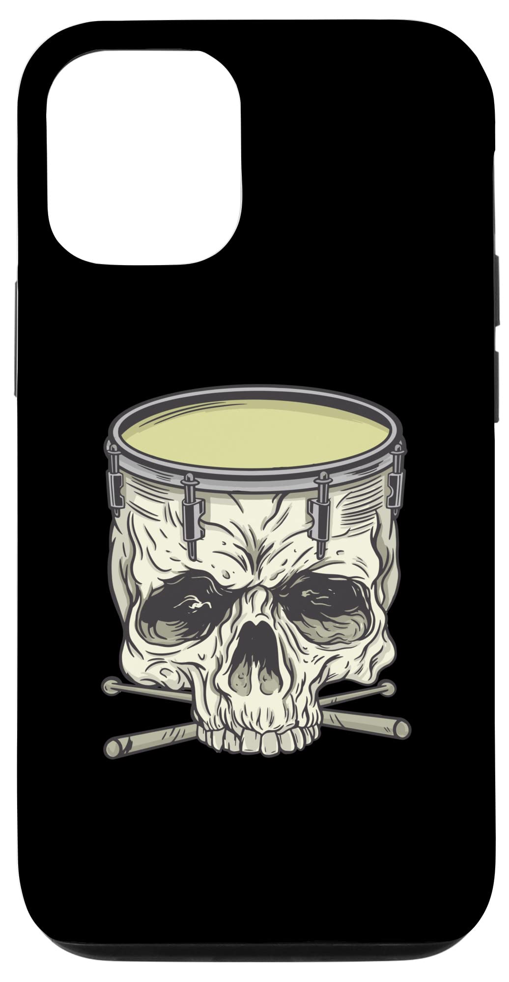 iPhone 12/12 Pro Skull Drummer Snare Drum Sticks Bones Band Musician Line Case - Durable Protective Phone Cover for Musicians & Music Lovers - Perfect for Concerts, Band Performances, and Music Themed Events