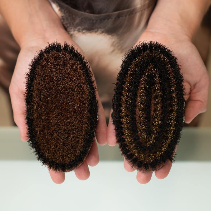 Tauro Pro Line Massage Brush - Natural Pear Wood & Horse Hair Bristles - Antistatic, Light Brown, Oval Shape (5.3x2.8 inches) - Perfect for Relaxation, Detangling & Styling Hair