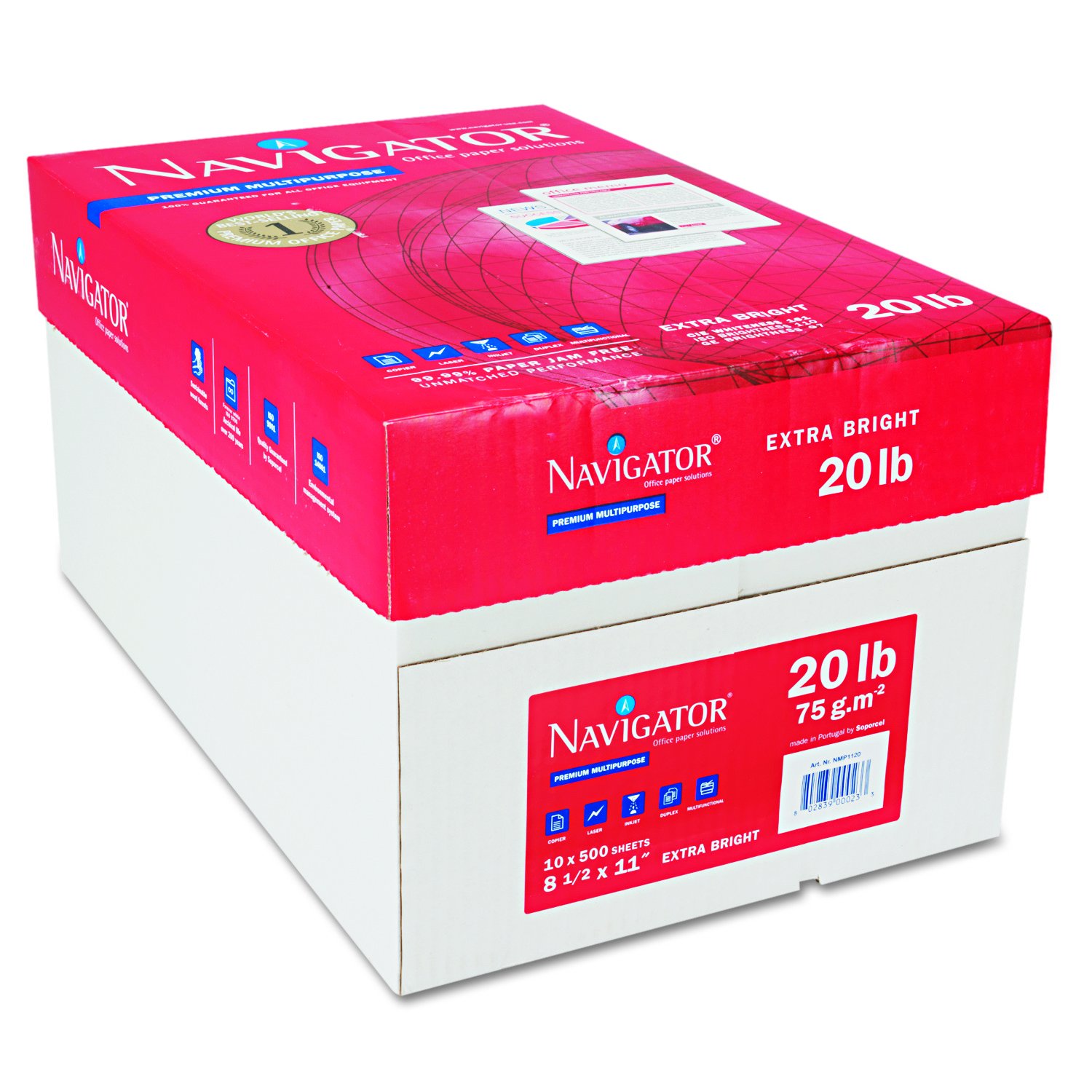 Premium Multipurpose Copy Paper - Navigator NMP1120, 20lb, 8.5x11 Inches, 97 Brightness, White (5000 Sheets/Case) - Ideal for Office Printing, School Projects & Home Office Documents
