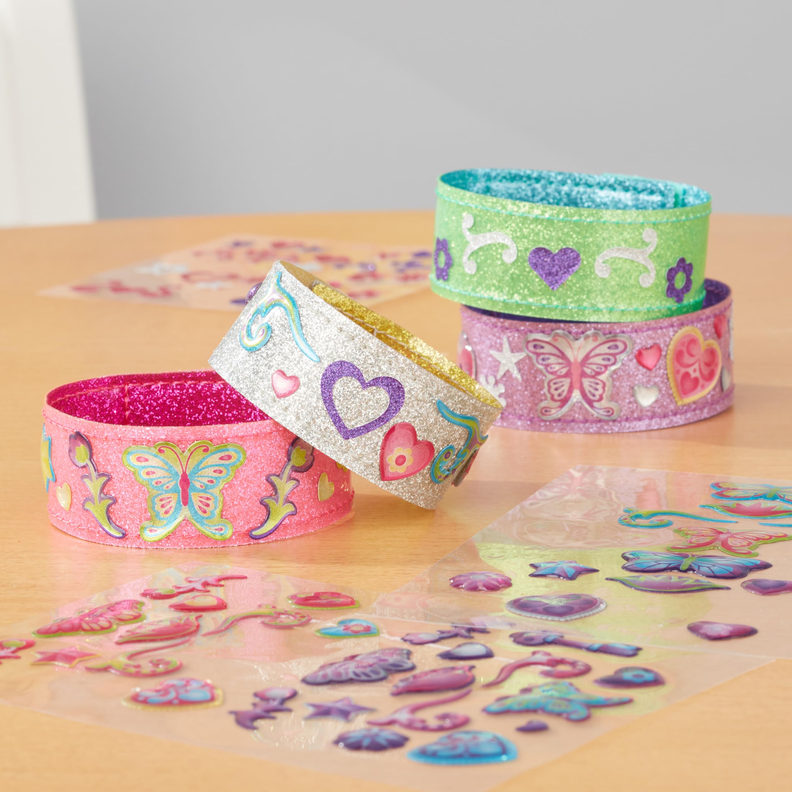 Melissa & Doug Design Your Own Bracelets Kit - 100+ Sparkle Gem Glitter Stickers for Girls DIY Jewelry Making, Perfect for Birthday Gifts & Creative Play