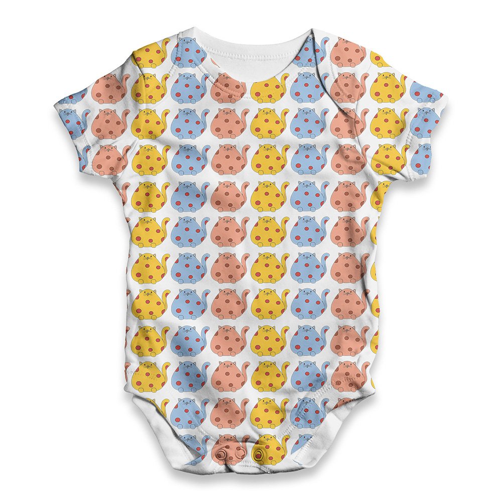 TWISTED ENVY Spotted Cats Baby Bodysuit - Unisex Printed Romper for Newborns & Infants | Soft Cotton Onesie for Playtime, Photo Shoots & Everyday Wear