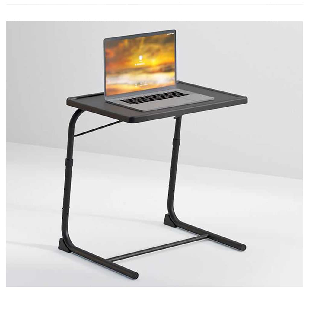 SYN-GUGAI Adjustable Folding Tray Table - Portable Side Table for Sofa, Bed, Desk & Couch - Black Snack Table for Living Room, Bedroom & Office Use