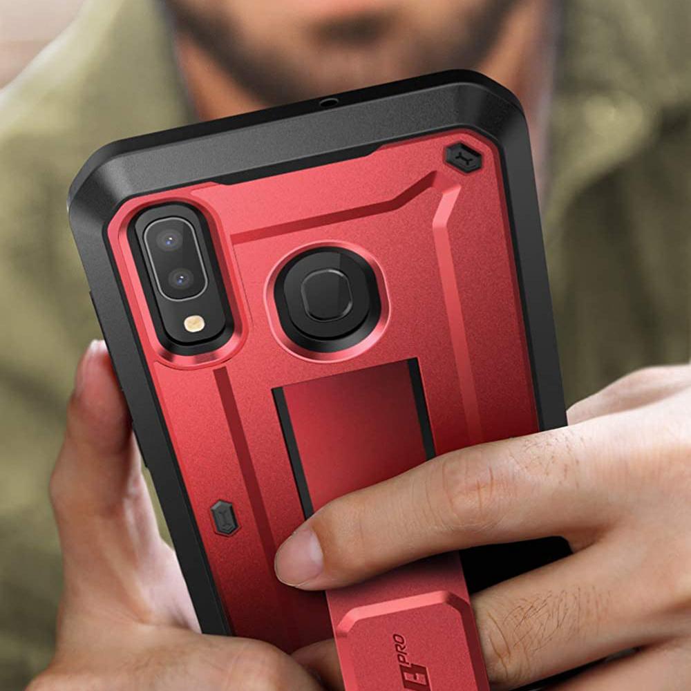 Samsung Galaxy A20 / A30 Unicorn Beetle Pro Heavy Duty Rugged Case with Holster - Shockproof, Military-Grade Protection in Metallic Red | Perfect for Construction, Outdoor Adventures & Extreme Sports