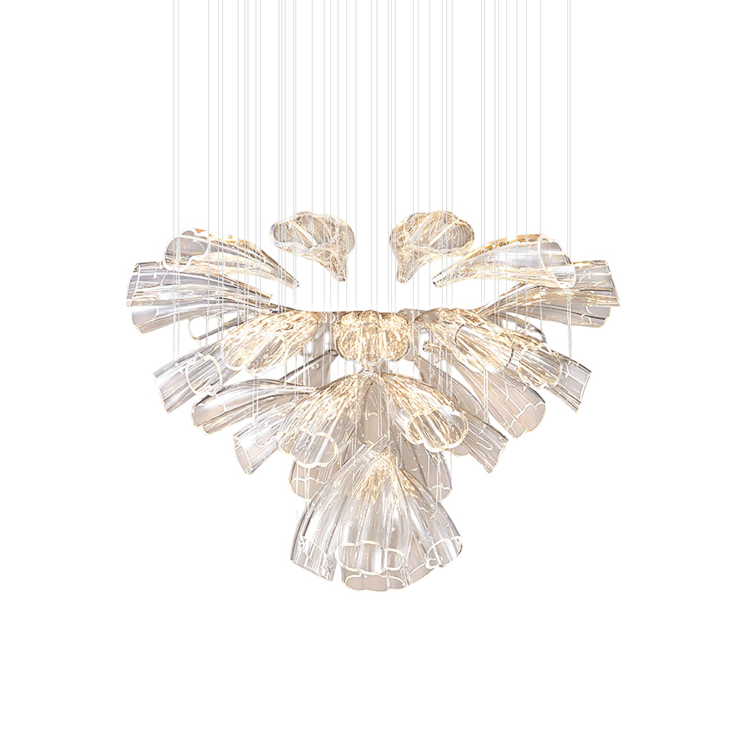 Elegant Glass Lotus Chandelier - Modern Ceiling Light Fixture for Living Room, Bedroom & Dining Room Decor | Perfect for Home, Office & Wedding Venue Lighting