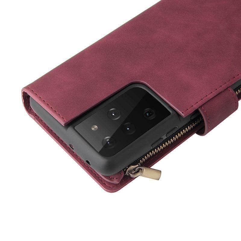 Samsung Galaxy S21 Leather Wallet Case with Zipper - Stylish & Protective Phone Cover for Everyday Use, Travel, and Business