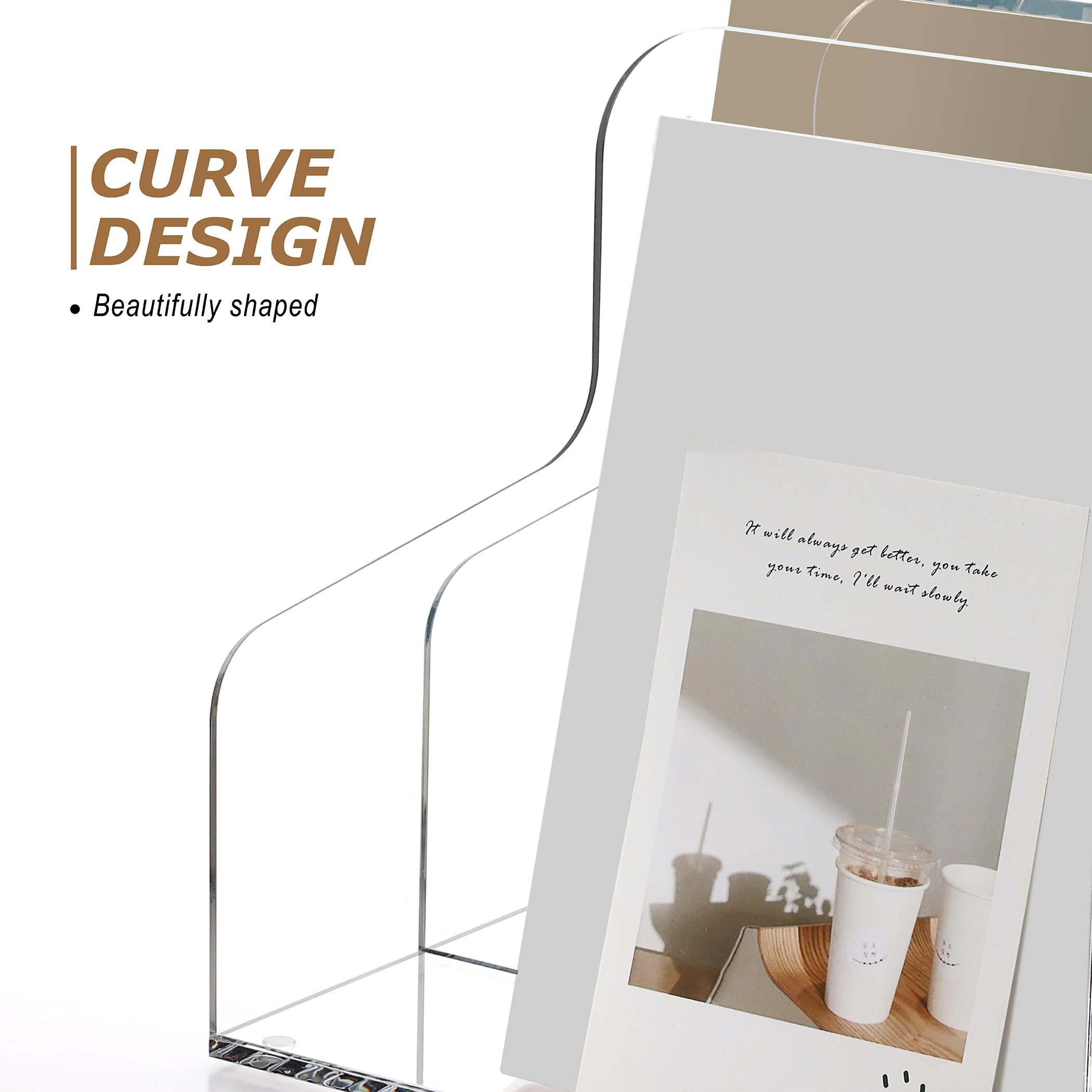 3-Slot Clear Acrylic Magazine Holder - Desktop File Organizer, Bookshelf & Workspace Sorter for Office Desk Accessories | Perfect for Office, Home & Library Organization & Storage