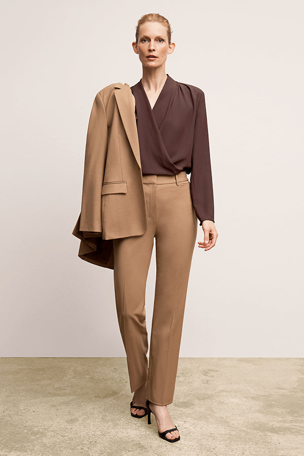 Smith Straight Trouser Washable Wool Twill Pants for Men - Comfortable Office & Business Casual Wear in Camel Color