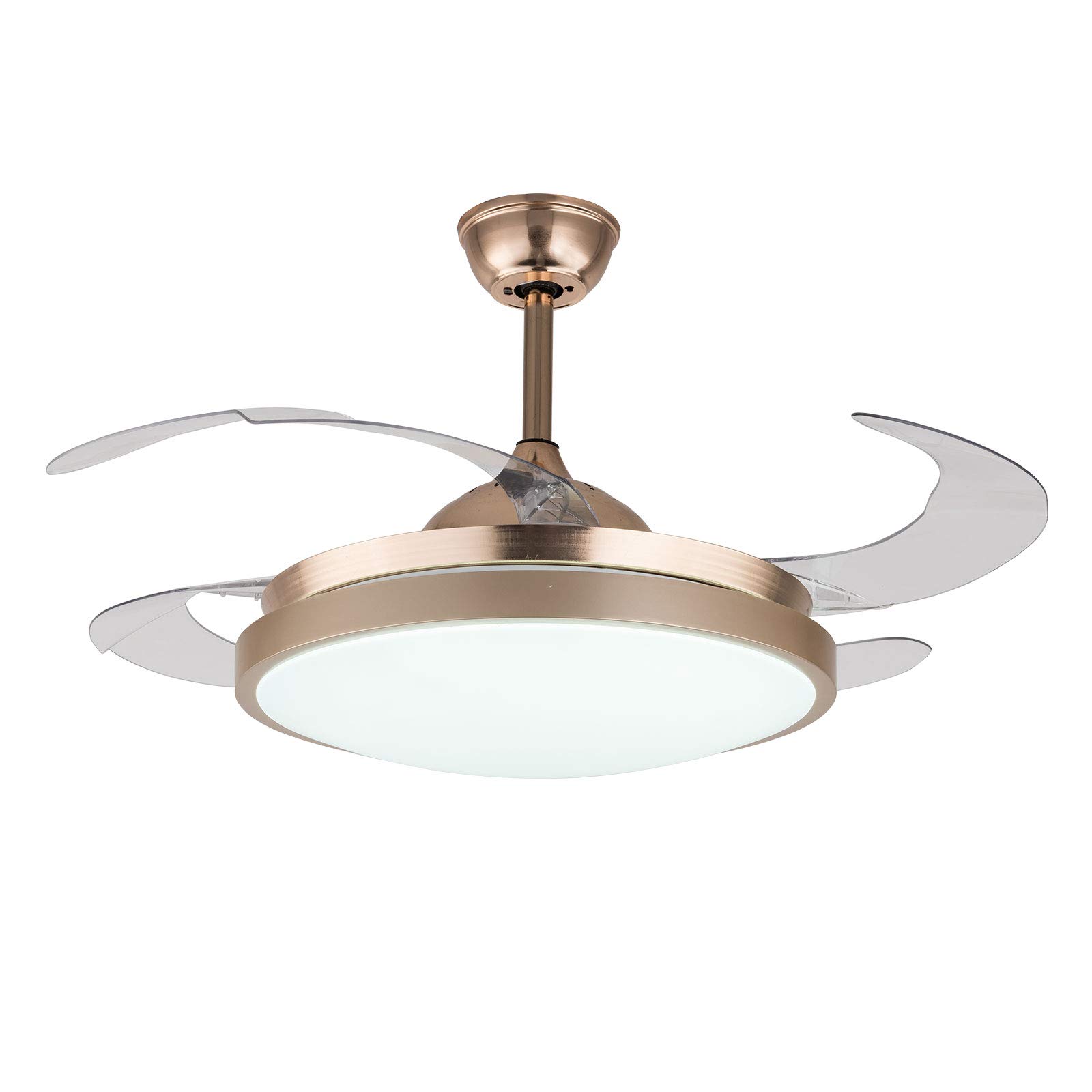 42 Inch Modern Ceiling Fan with LED Lights - Retractable Blades, Remote Control & Silent Motor - Perfect for Living Room, Bedroom & Home Office Lighting