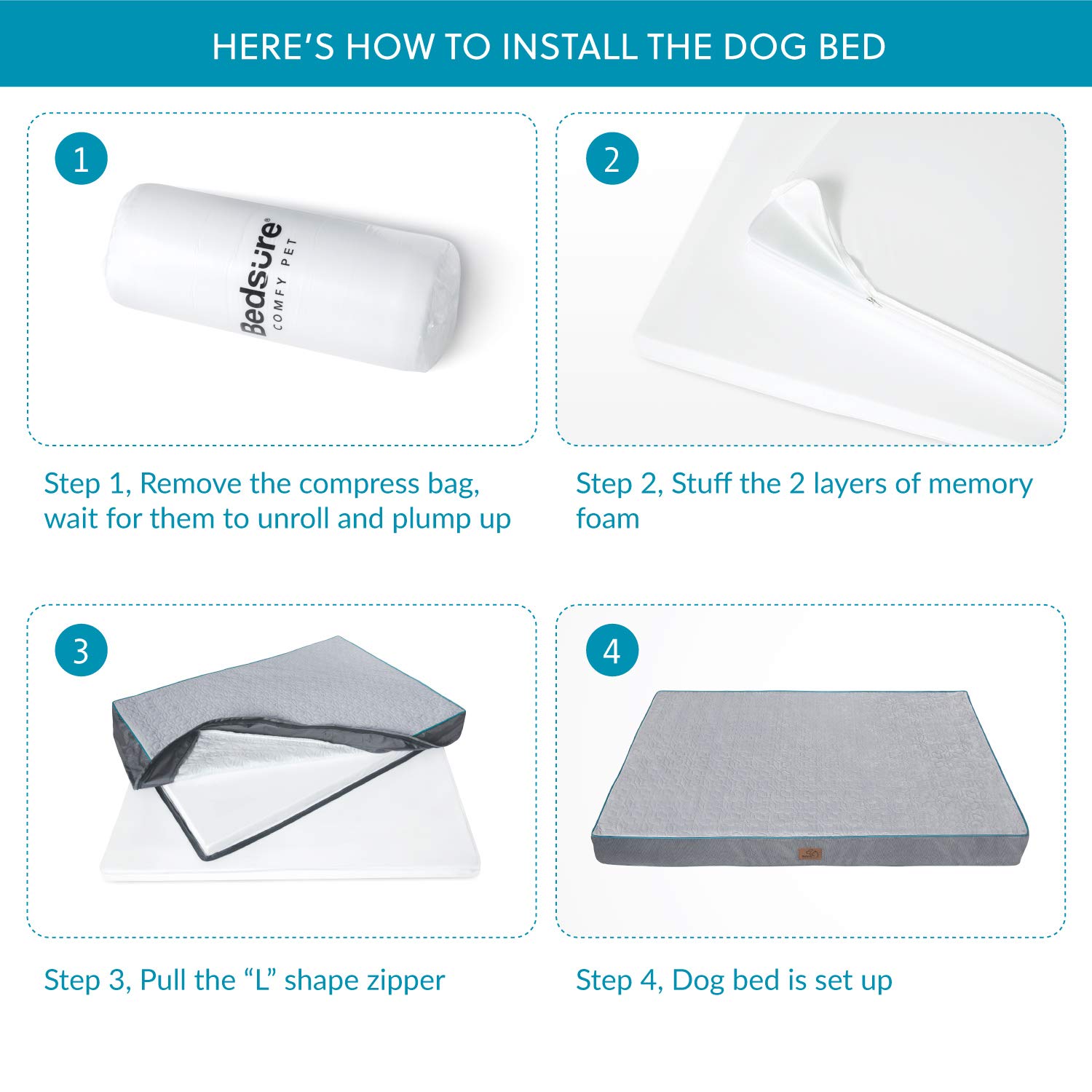 Orthopedic Dog Bed for Large Dogs - Memory Foam Pet Mattress with Washable Cover | Waterproof & Comfortable for Home Use