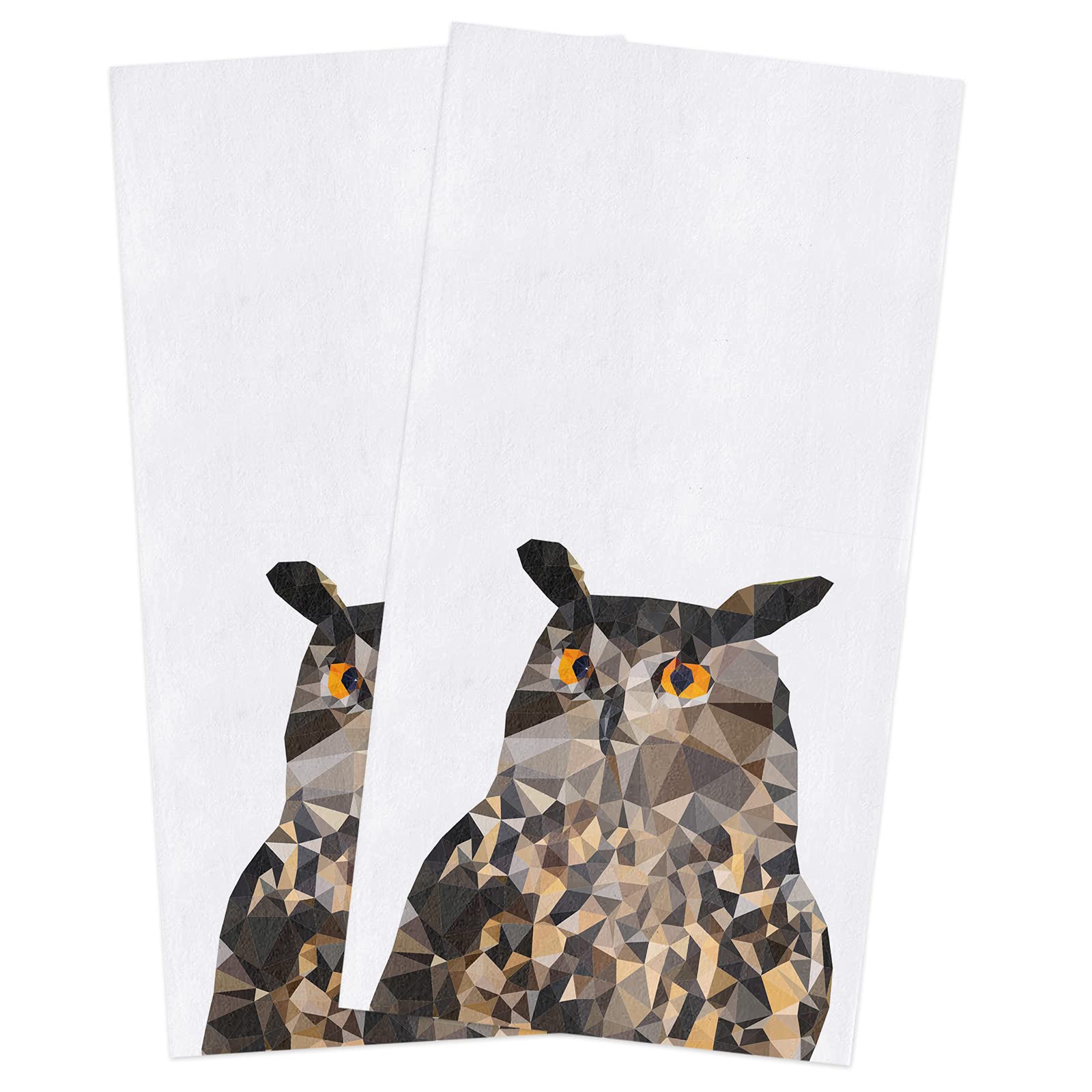 AXMSYun Kitchen Towels Set of 2 - Ultra Absorbent Dish Towels with Cool Owl Geometric Pattern, Soft & Lightweight Tea Towels for Drying Dishes - Decorative Hand Towels for Home, Bar, Bathroom - Perfect for Kitchen Cleaning, Dish Drying & Home Decor