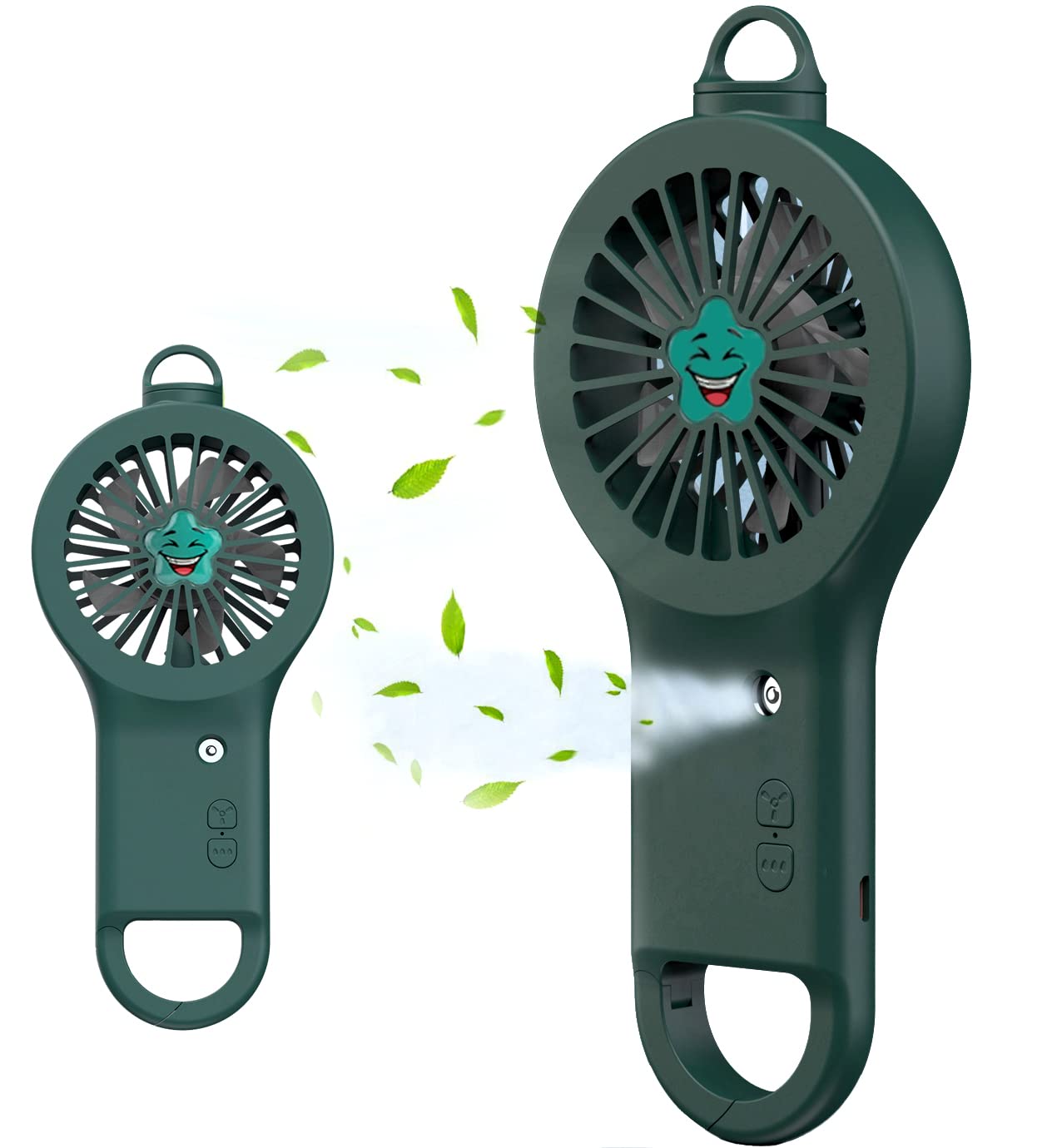 **USB Rechargeable Nano Misting Fan - Portable Handheld Face Sprayer for Hydration & Cooling | 2-Button Control, Army Green | Perfect for Travel, Gym, Office & Outdoor Use**