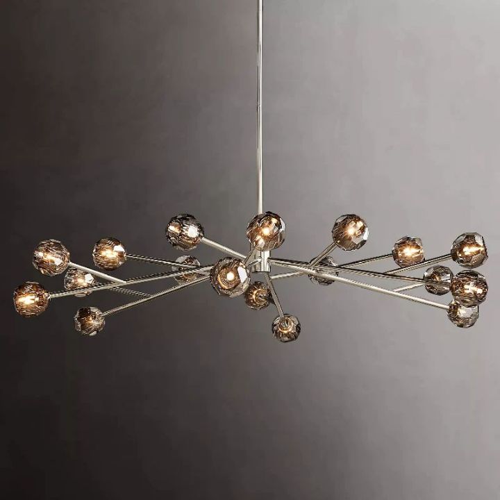 Crystal Ball Glass Round Chandelier - 72 Inch Modern Ceiling Light Fixture for Dining Room, Living Room, Bedroom, and Entryway