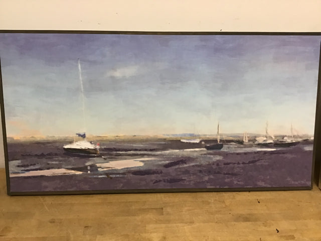 49 x 25 Inch Sailboat Seascape Wall Art - Nautical Ocean Painting for Living Room, Bedroom & Office Decor