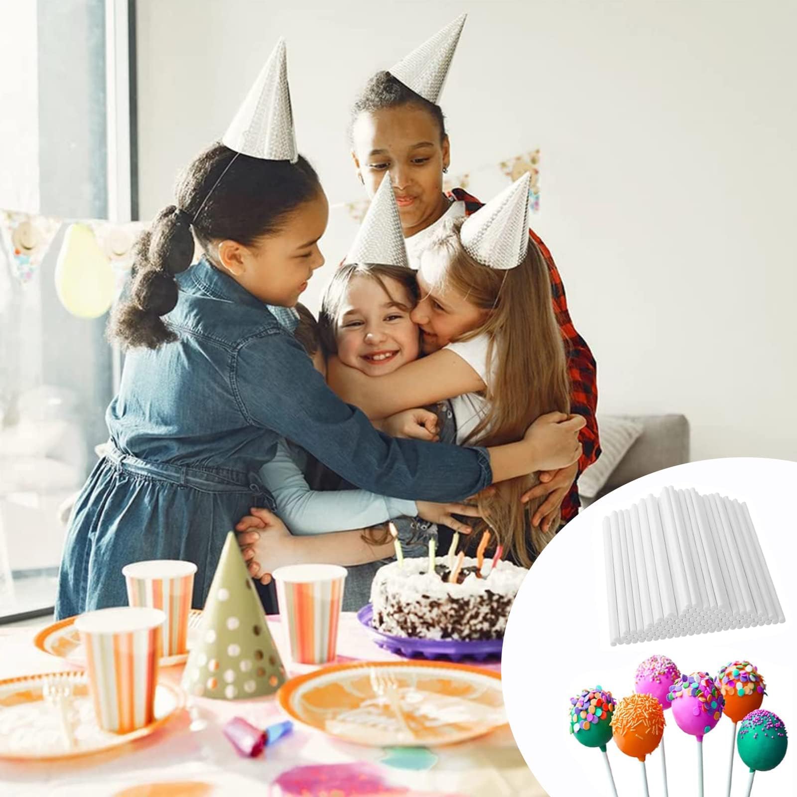 300-Piece Cake Pop Making Kit - 100 Lollipop Sticks, 100 Cake Pop Bags, 100 Twist Ties - Essential Baking Tools for Homemade Cake Pops, Candy Apples & Chocolate Treats - Perfect for Birthday Parties, Baby Showers & Holiday Gift Packaging