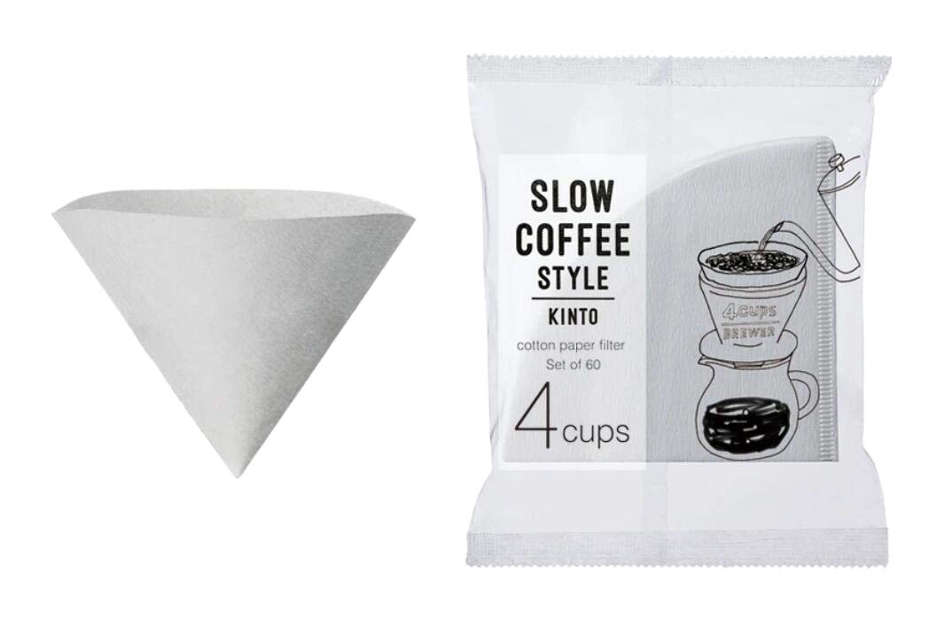 KINTO SCS 27634 4-Cup Cotton Paper Coffee Filters for Hand Drip Brewing - Perfect for Pour Over, Chemex & Home Coffee Making
