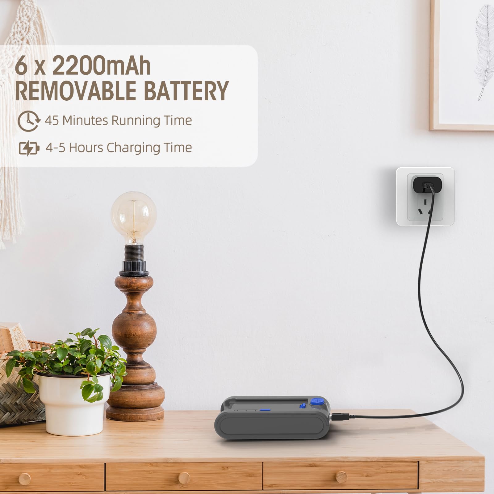 Powerful 33KPa/400W Cordless Stick Vacuum Cleaner with 45Min Detachable Battery - 6-in-1 Lightweight Vacuum for Hardwood Floors, Pet Hair & Carpets | Perfect for Home Cleaning & Pet Owners