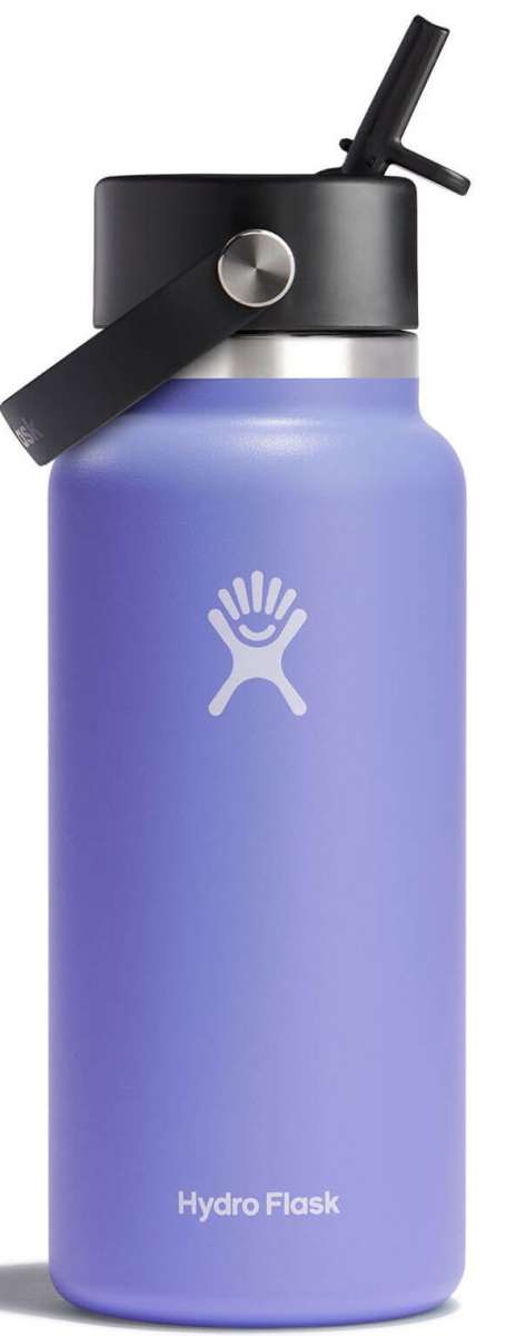 Hydro Flask 32oz Wide Mouth Water Bottle with Flex Straw Lid - Insulated Stainless Steel Vacuum Bottle for Hiking, Gym & Outdoor Activities
