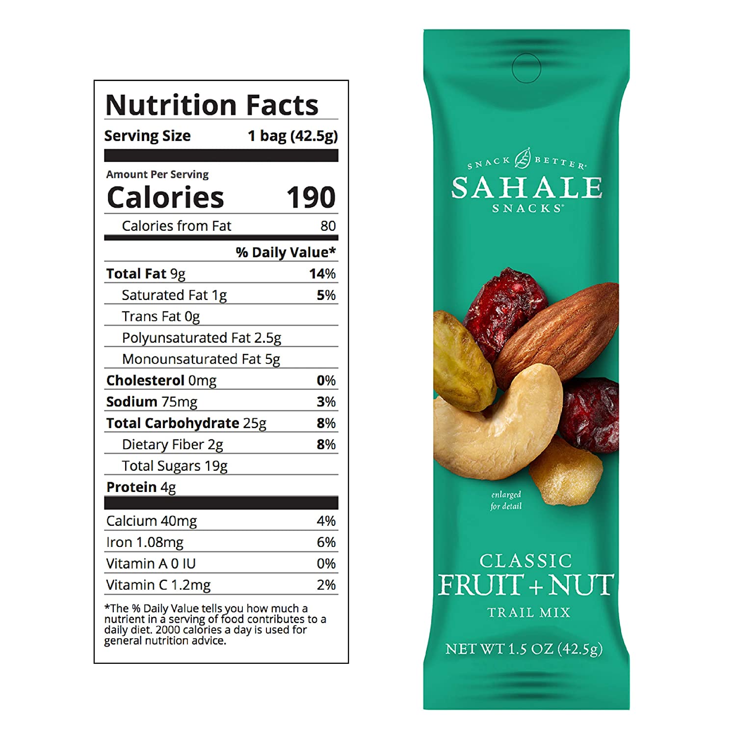 Sahale Snacks Classic Fruit and Nut Trail Mix - Healthy On-the-Go Snack for Hiking, Travel, Office & School Lunch