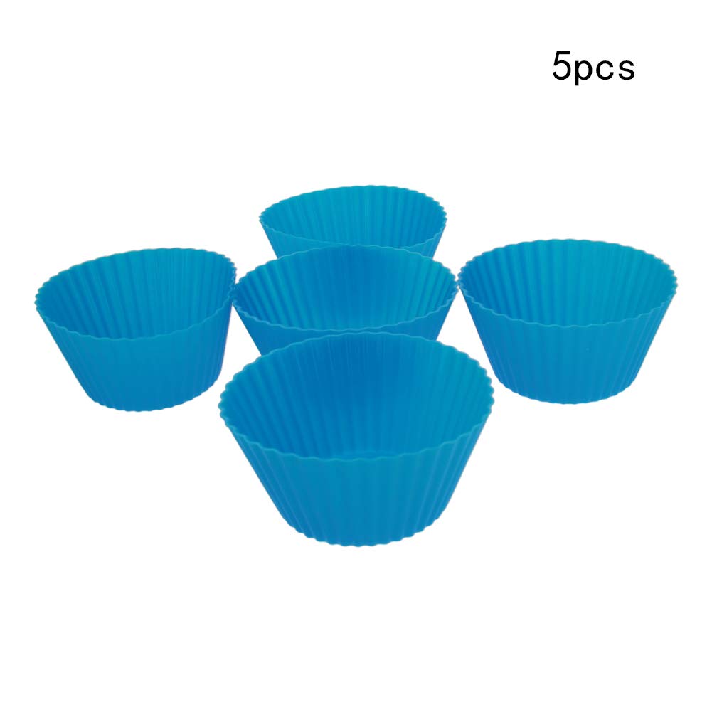 Reusable Silicone Baking Cups - 5-Pack Non-Stick Cupcake Muffin Liners & Cake Molds, Perfect for Baking, Meal Prep, and Lunch Box Dividers - Utoolmart Silicone Cupcake Baking Cups Set
