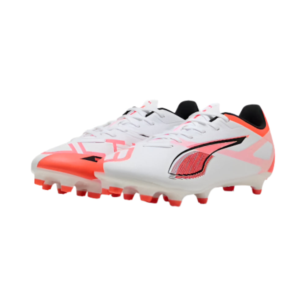 Puma Ultra 5 Play FG/AG Women's Soccer Cleats - White/Black/Glowing Red - Lightweight Football Shoes for Women - Perfect for Artificial Grass & Firm Ground Training & Matches