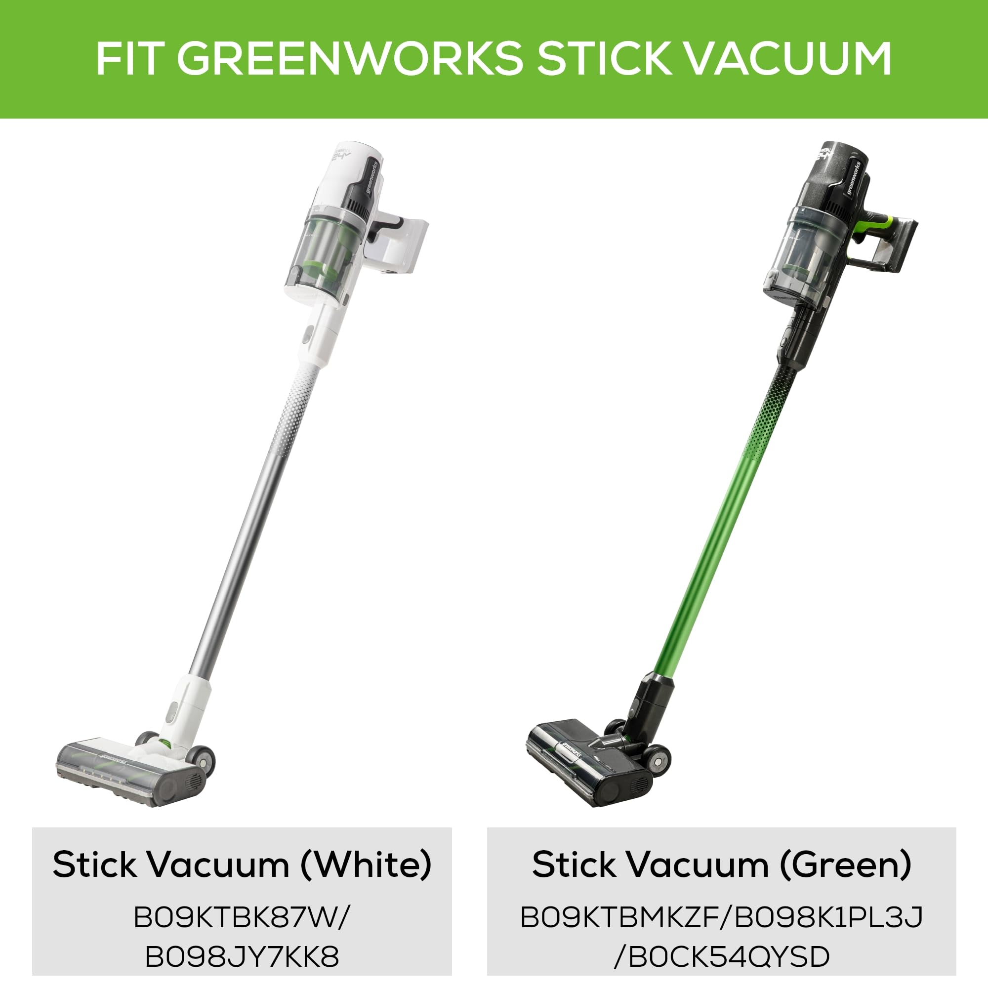Greenworks GA9102 Stick Vacuum Cleaner Charger Stand & Holder - 2-Piece White Accessory Set | Cordless Vacuum Storage Solution for Home & Garage Organization