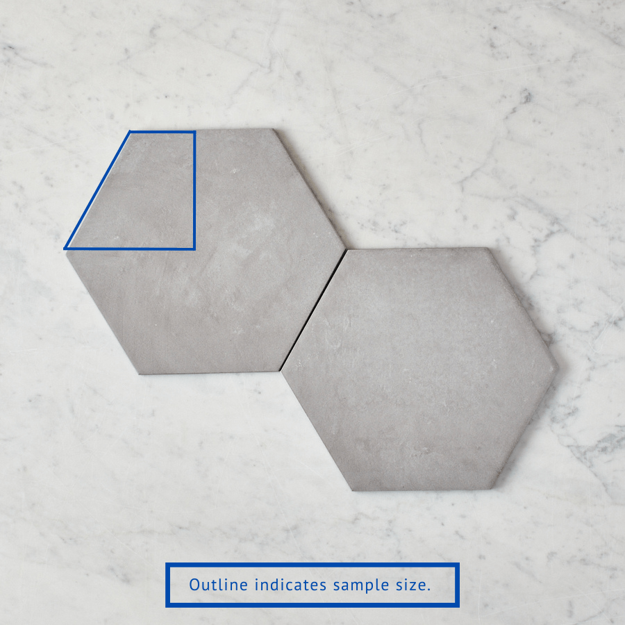 Bells Beach Charcoal Encaustic Look Hexagon Tile Sample - Premium Ceramic Floor and Wall Tiles for Bathroom, Kitchen, and Living Room Decoration
