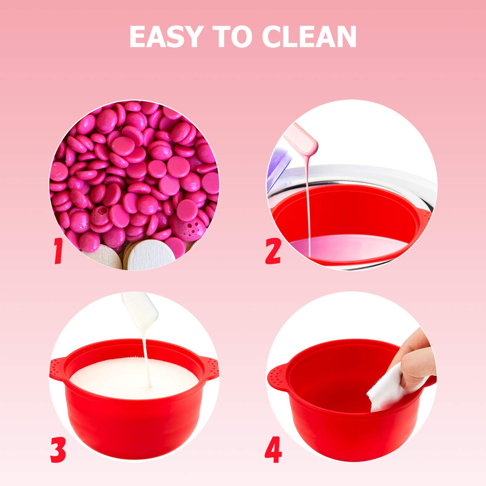 FRCOLOR 6-Piece Nonstick Wax Warmer Replacement Bowl Set - Hair Removal Waxing Kit with Folding Dye Bowls & Spatula | Perfect for Salon, Spa & At-Home Hair Removal