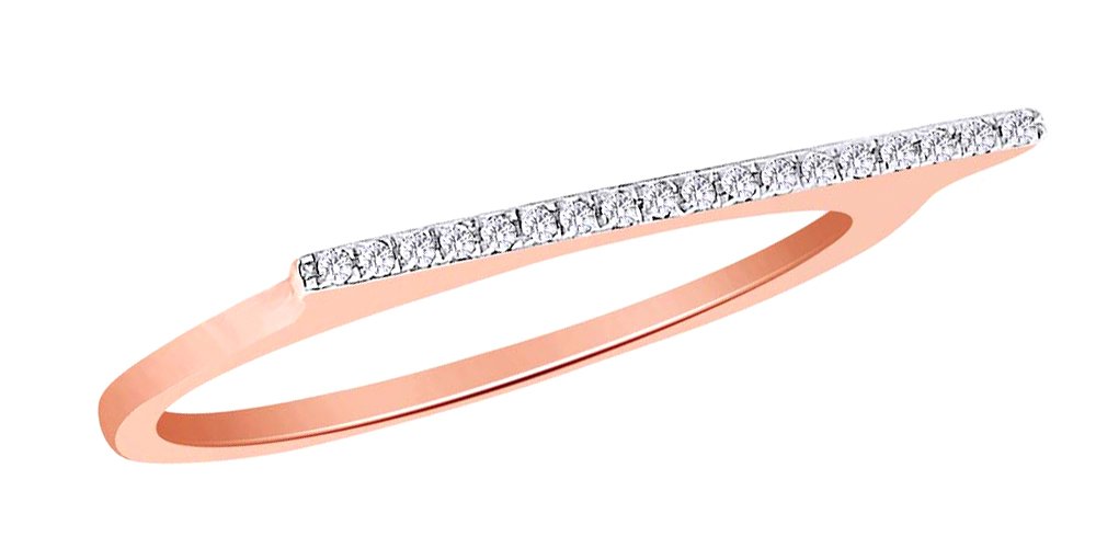 0.05 Carat Round Cut White Natural Diamond Bar Engagement Ring in 10K Solid Gold - Perfect for Proposals, Weddings & Anniversary Gifts
