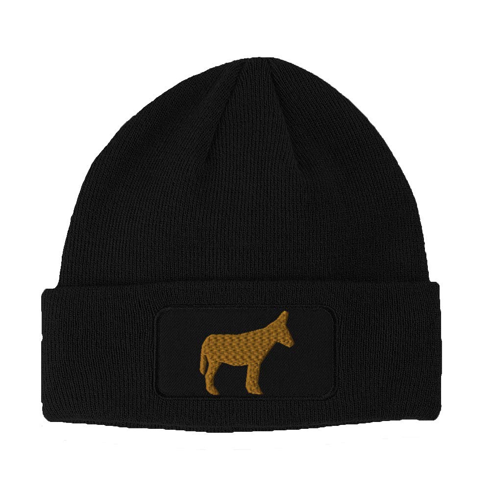 Custom Embroidered Donkey Patch Beanie Hat for Men & Women - Soft Acrylic Skull Cap with Unique Burro Design - Perfect for Winter Outdoor Activities, Casual Wear & Gifts