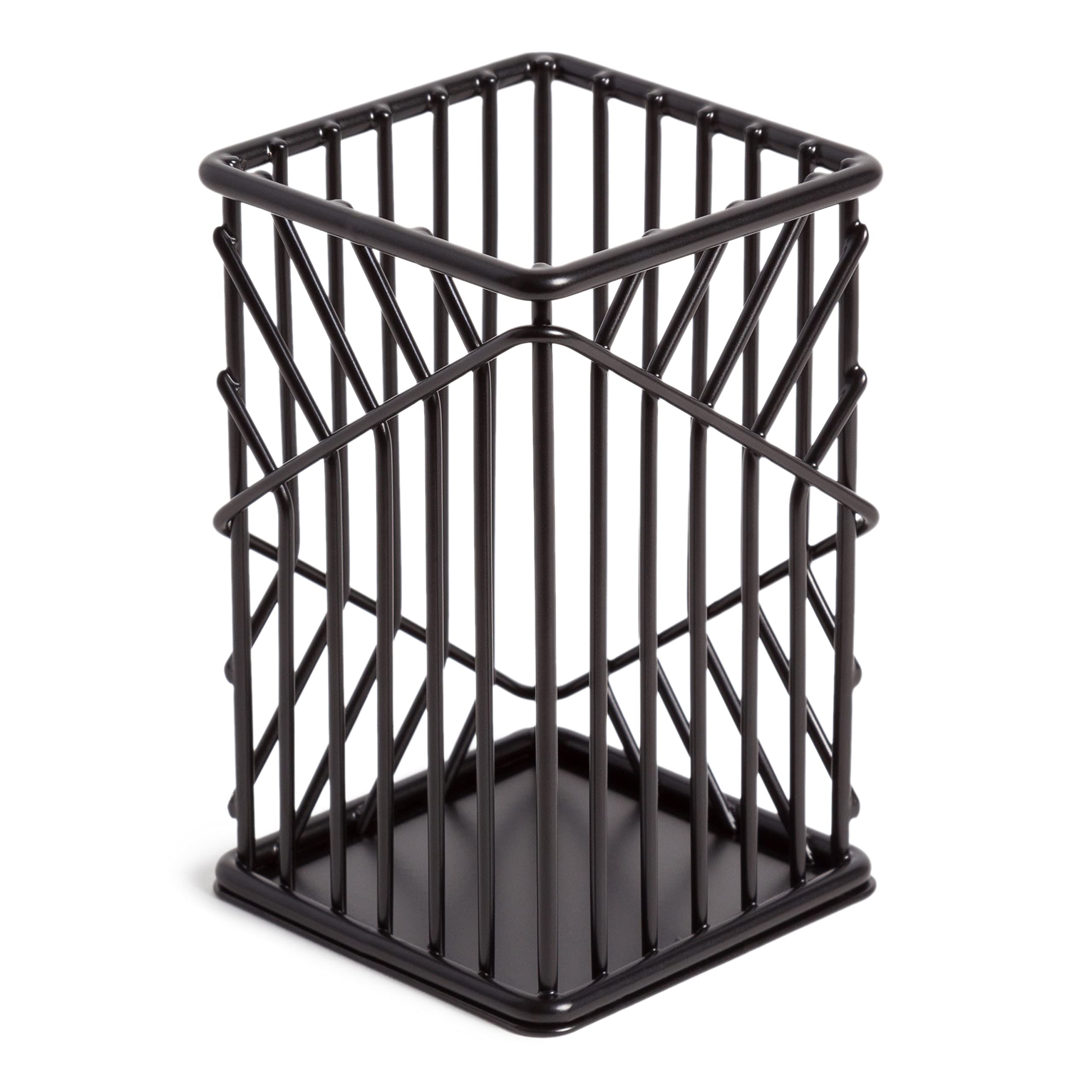 U Brands Vena Desk Organizer - Matte Black Pencil Cup Holder for Office & Home Workspace | Perfect for Pens, Markers & Stationery Storage