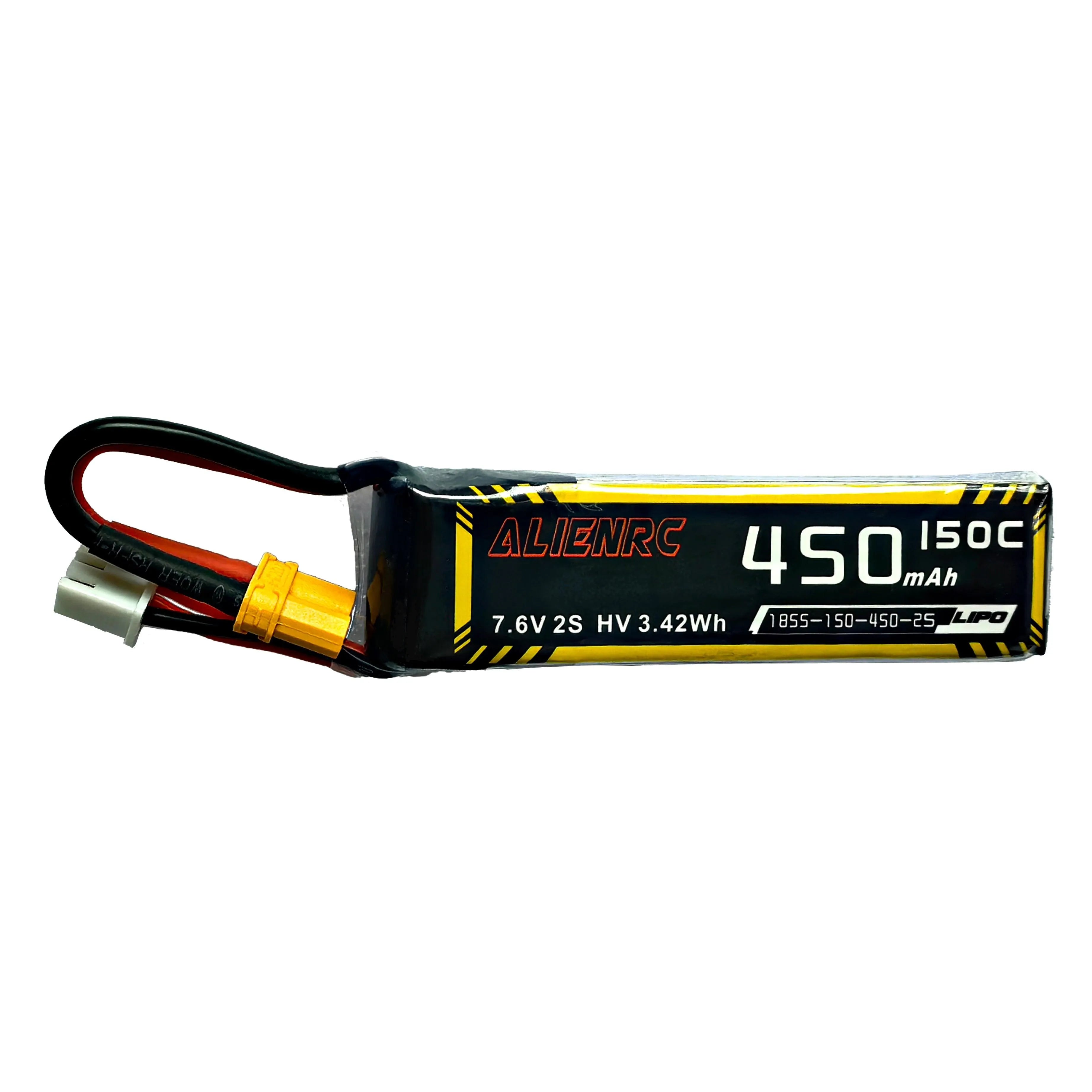 High-Performance Alien 450mAh 2S 7.6V 150C LiPo Battery with XT30 Connector (2-Pack) - Perfect for RC Drones, FPV Racing, and Mini Quadcopters