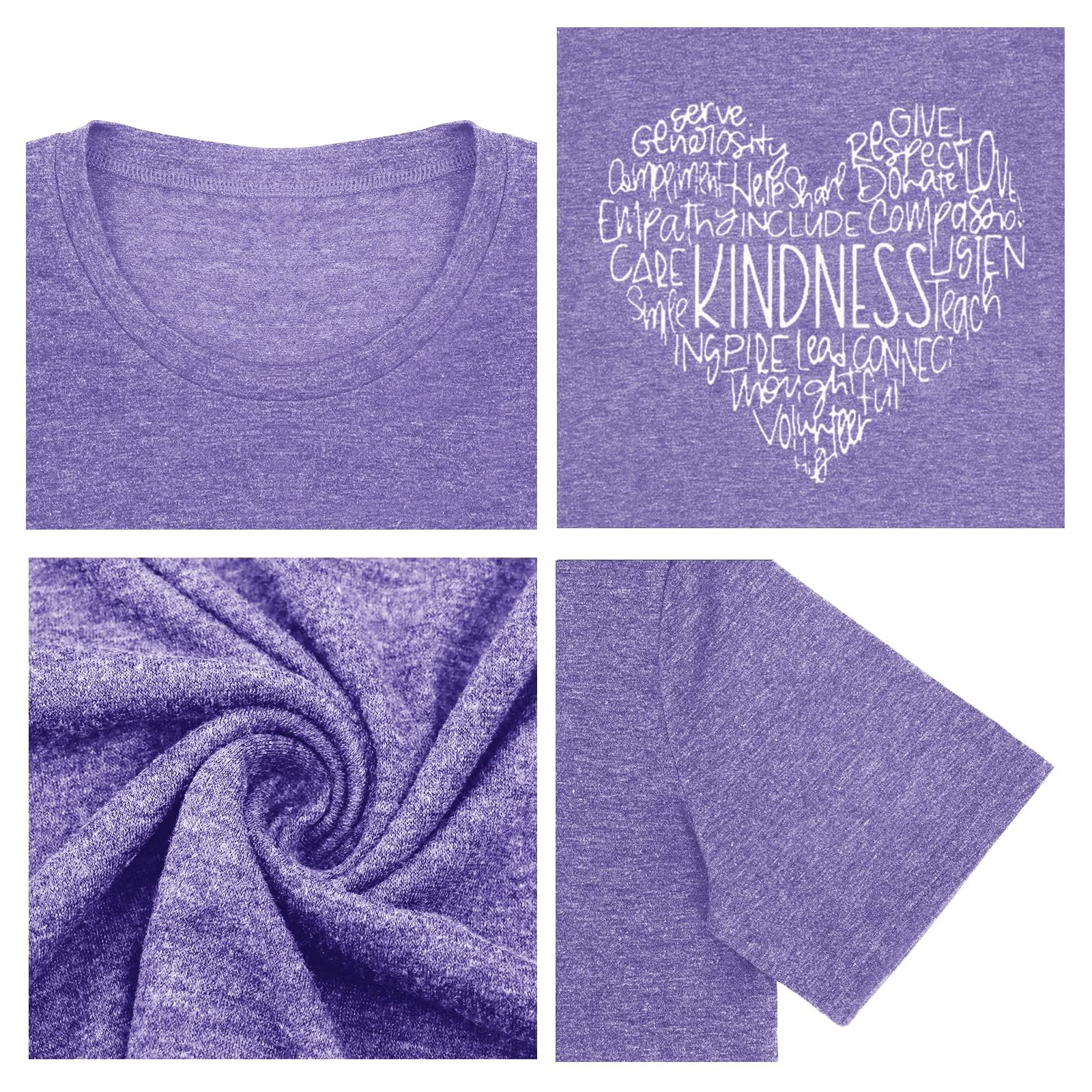 Anbech Women's Plus Size Be Kind Graphic Tee with Wildflowers Print - Cute Kindness T-Shirt for Teachers, Casual Wear & Everyday Outfits