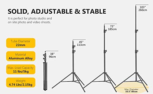 EYUVAA LABEL 7ft Adjustable Aluminum Light Stand for Photography & Videography - Lightweight Tripod for Ring Light, Speedlight, Flash, Softbox, Umbrella & DSLR Camera - Perfect for Studio, YouTube & Live Streaming (1 Pack)