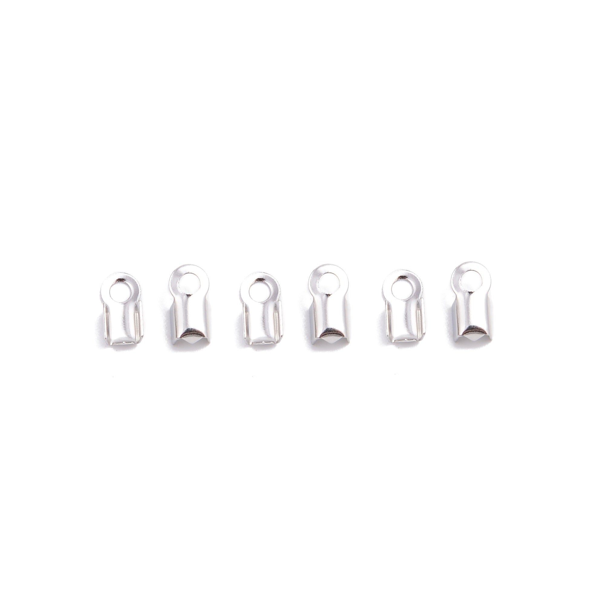 2.1mm Hole 304 Stainless Steel Cord Crimps - 4x8mm Size (75 Pieces/Bag) for Jewelry Making, DIY Crafts & Beading Projects