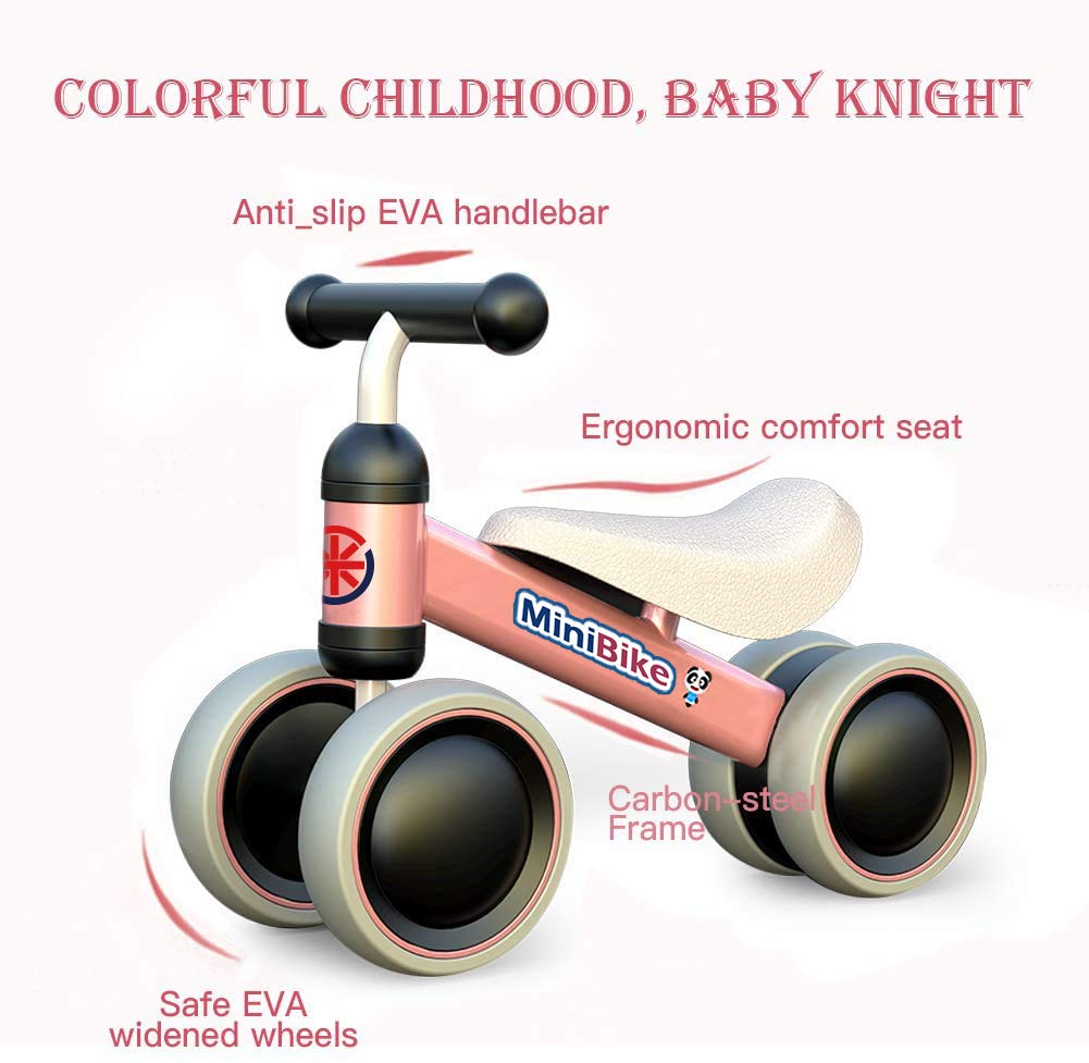 Xiapia Baby Balance Bike for 1-2 Year Olds | No-Pedal Toddler Bike with 4 Silent Wheels | First Birthday & Christmas Gift for Boys & Girls | Perfect for Indoor Play & Outdoor Learning to Ride