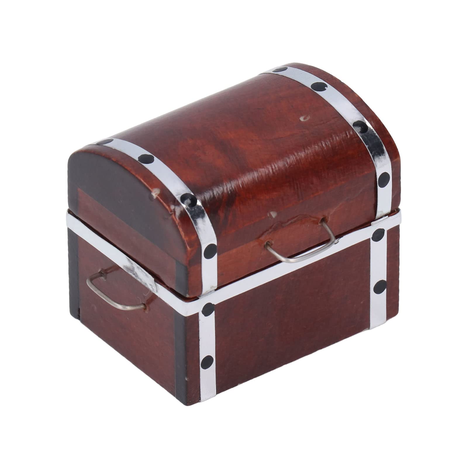 OLEQE 1/12 Scale Miniature Wooden Storage Box with Silver Edge - High Simulation Dollhouse Accessory, Large Jewelry Box for Collectibles | Perfect for Dollhouse Decor, DIY Crafts & Jewelry Organization