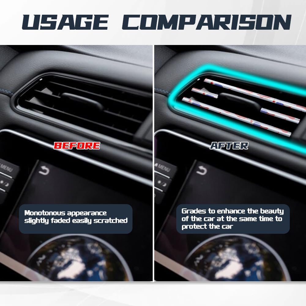 20PCS Universal Car Air Vent Trim Strips - Waterproof & Bendable AC Vent Outlet Decoration for DIY Car Interior Accessories - Perfect for Sedans, SUVs & Trucks