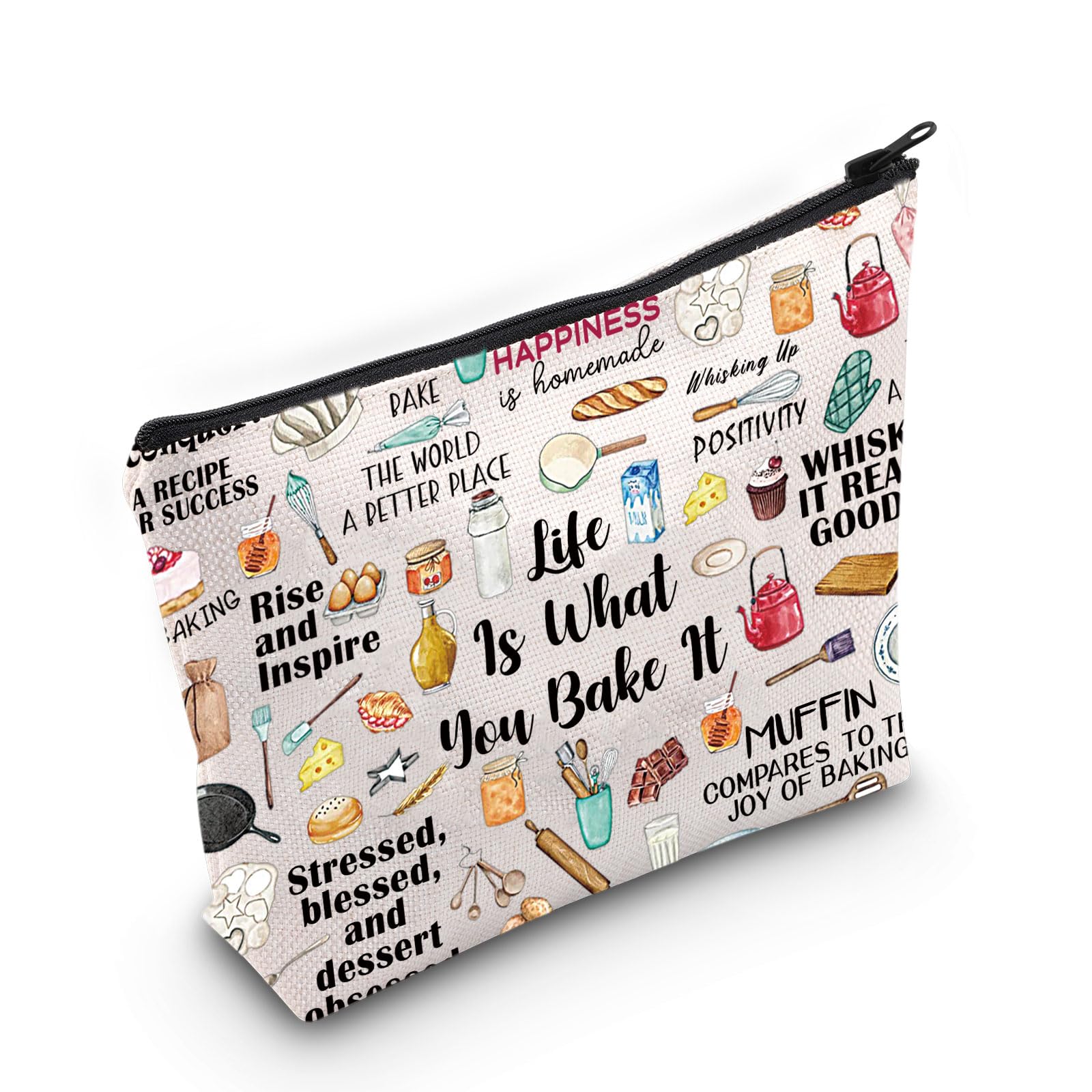 VAMSII Baking Theme Makeup Bag - Baker Cosmetic Organizer - Perfect Gift for Baking Enthusiasts - Travel Makeup Pouch for Cosmetics & Toiletries - Ideal for Bakers, Chefs & Travel Lovers