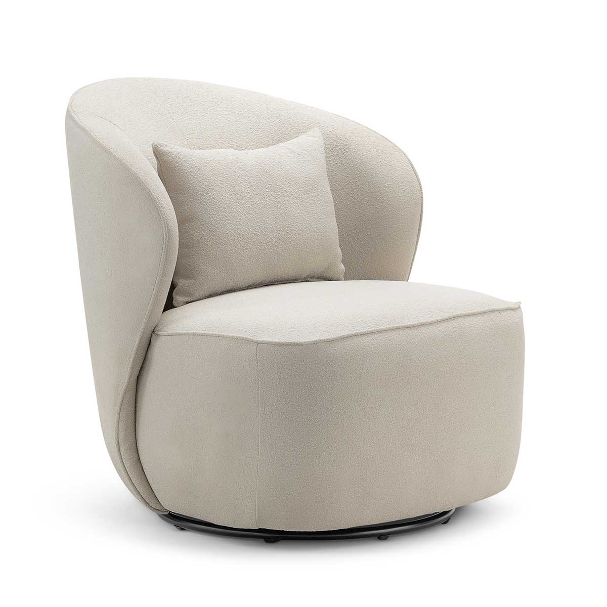 Atlas Boucle Swivel Lounge Chair - Modern Velvet Accent Chair for Living Room, Bedroom & Office - Comfortable Upholstered Armchair with 360° Rotation - Perfect for Reading, Relaxing & Home Decor