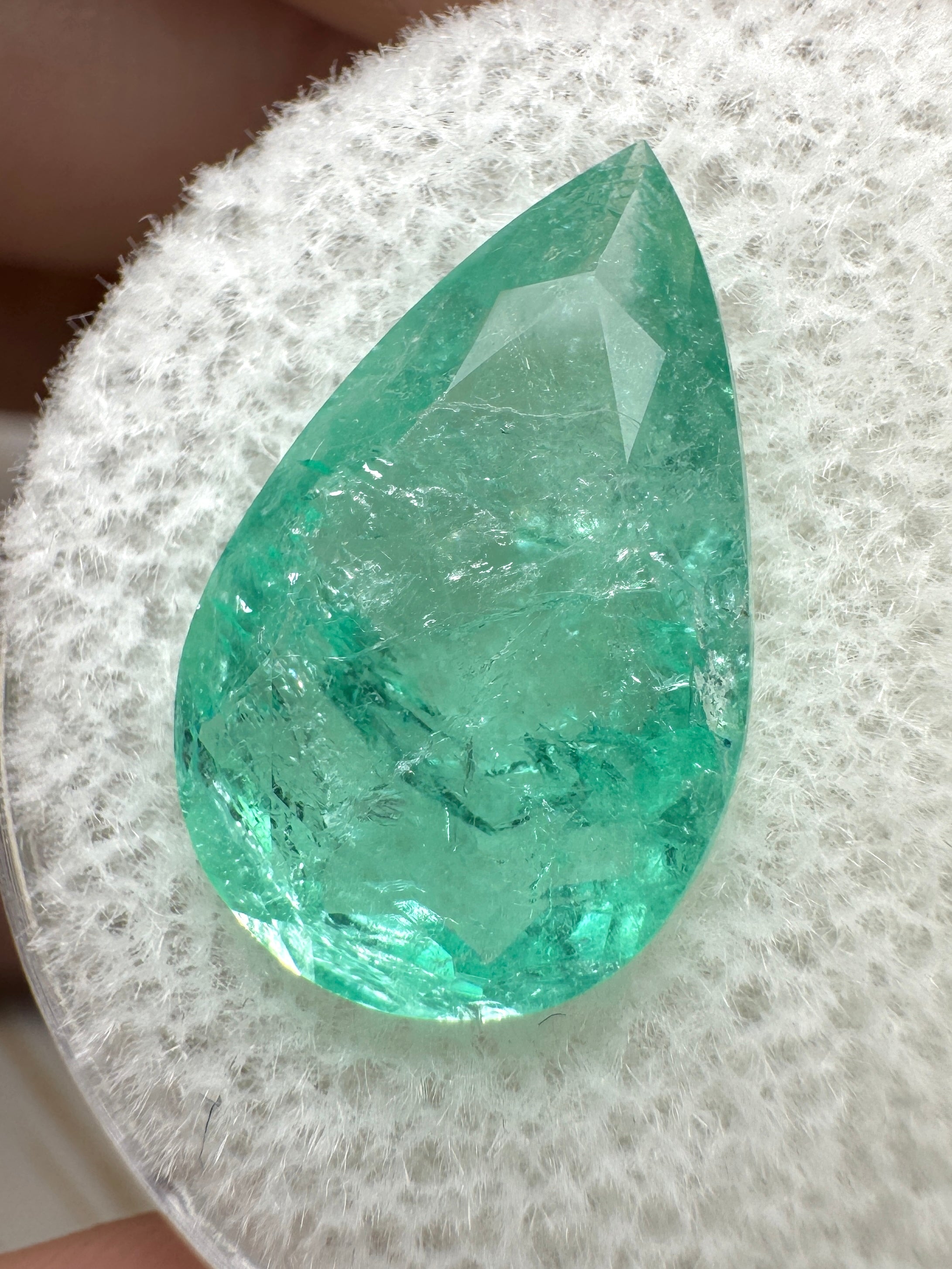 4.22 Carat 16x10mm Light Bluish Green Natural Loose Colombian Emerald Pear Cut Gemstone for Jewelry Making, Engagement Rings & Luxury Gifts