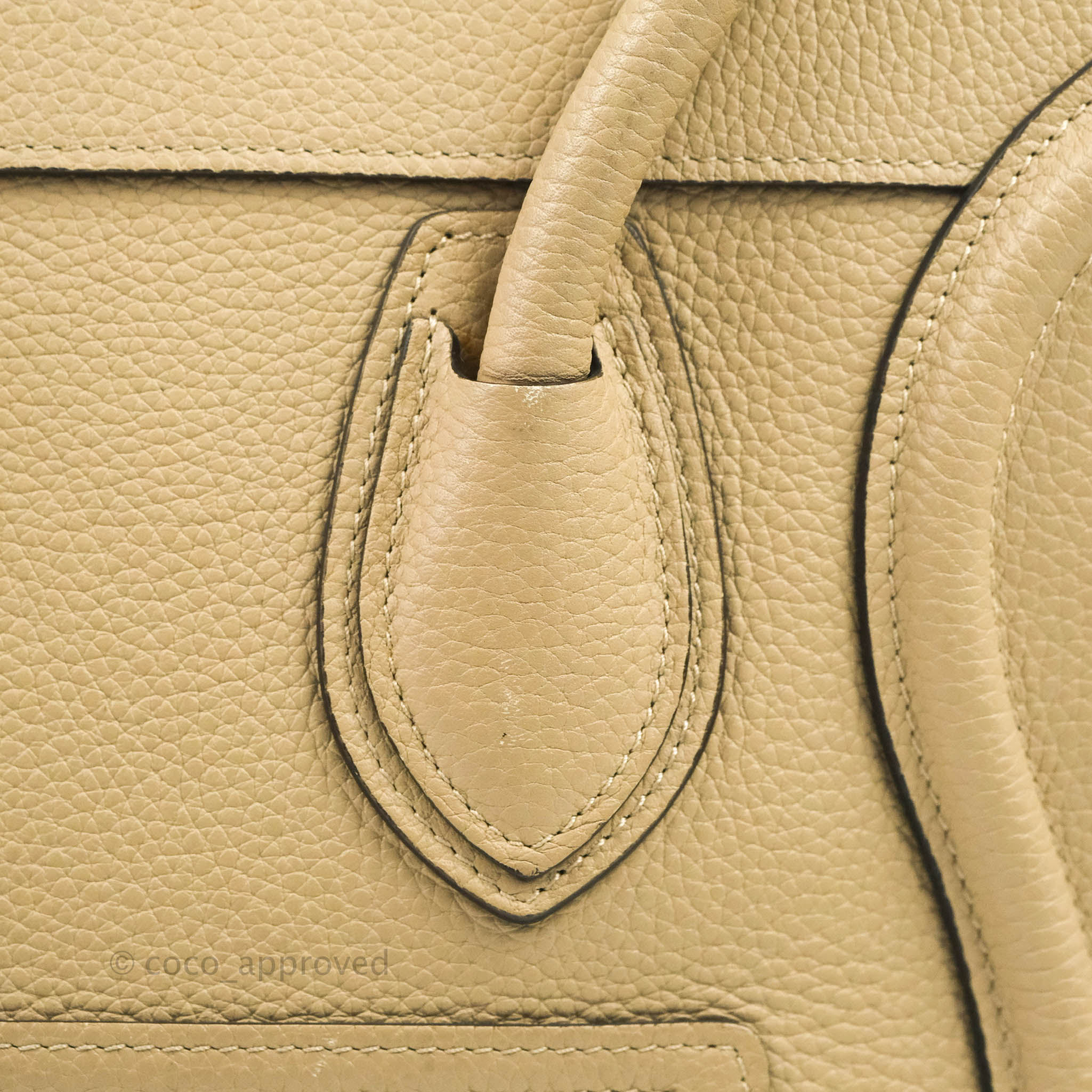 Celine Micro Luggage Handbag in Dune Grained Calfskin Leather - Luxury Crossbody Bag for Women, Perfect for Work, Travel & Everyday Use