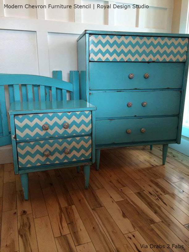 Chevron Pattern Furniture Stencil - DIY Wood Painting Template for Cabinets, Tables & Walls - Perfect for Home Decor & Craft Projects