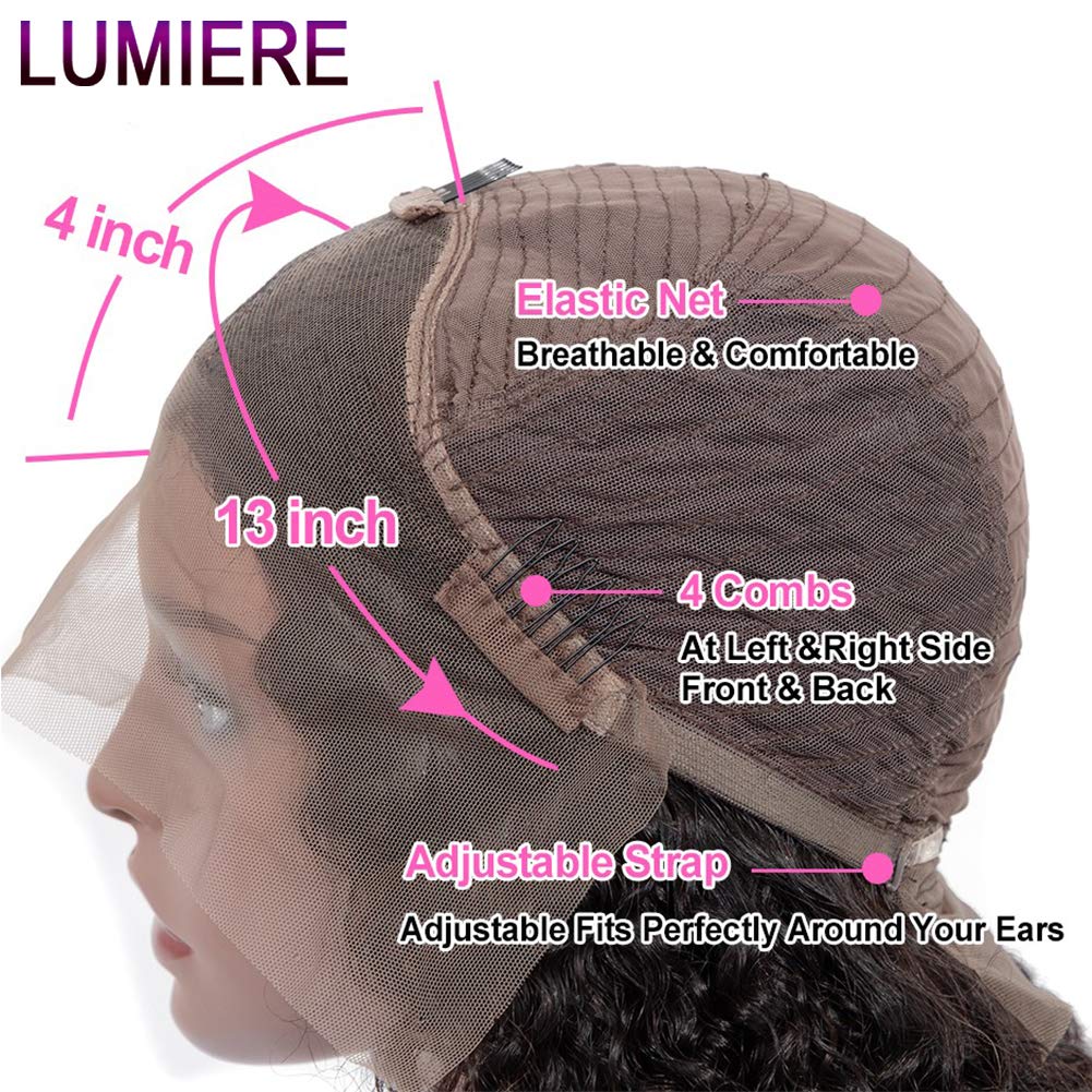 LUMIERE 13x4 HD Lace Front Wig - Brazilian Human Hair Deep Wave Bob Wig with Baby Hair | Pre-Plucked 150% Density Unprocessed Hair | 10 Inch Natural Color Lace Front Wigs for Black Women | Perfect for Daily Wear, Parties, Weddings and Special Occasions