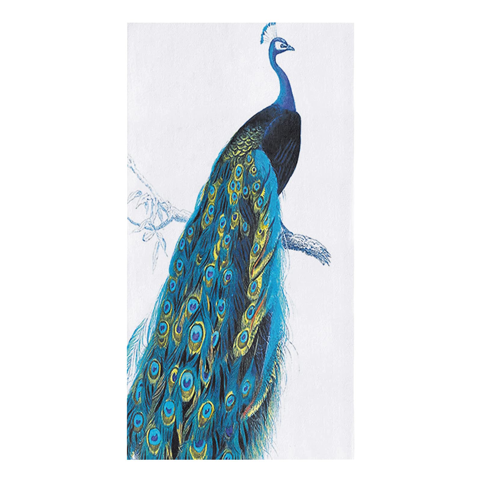 1 Pack Reusable Absorbent Kitchen Towels - Soft Terry Cloth Dish Towels, Cleaning Rags & Hand Towels for Dishes, Bar, Tea | Elegant Peacock Design, Hemmed Washable Napkins | Perfect for Daily Cleaning, Dish Drying & Home Decor